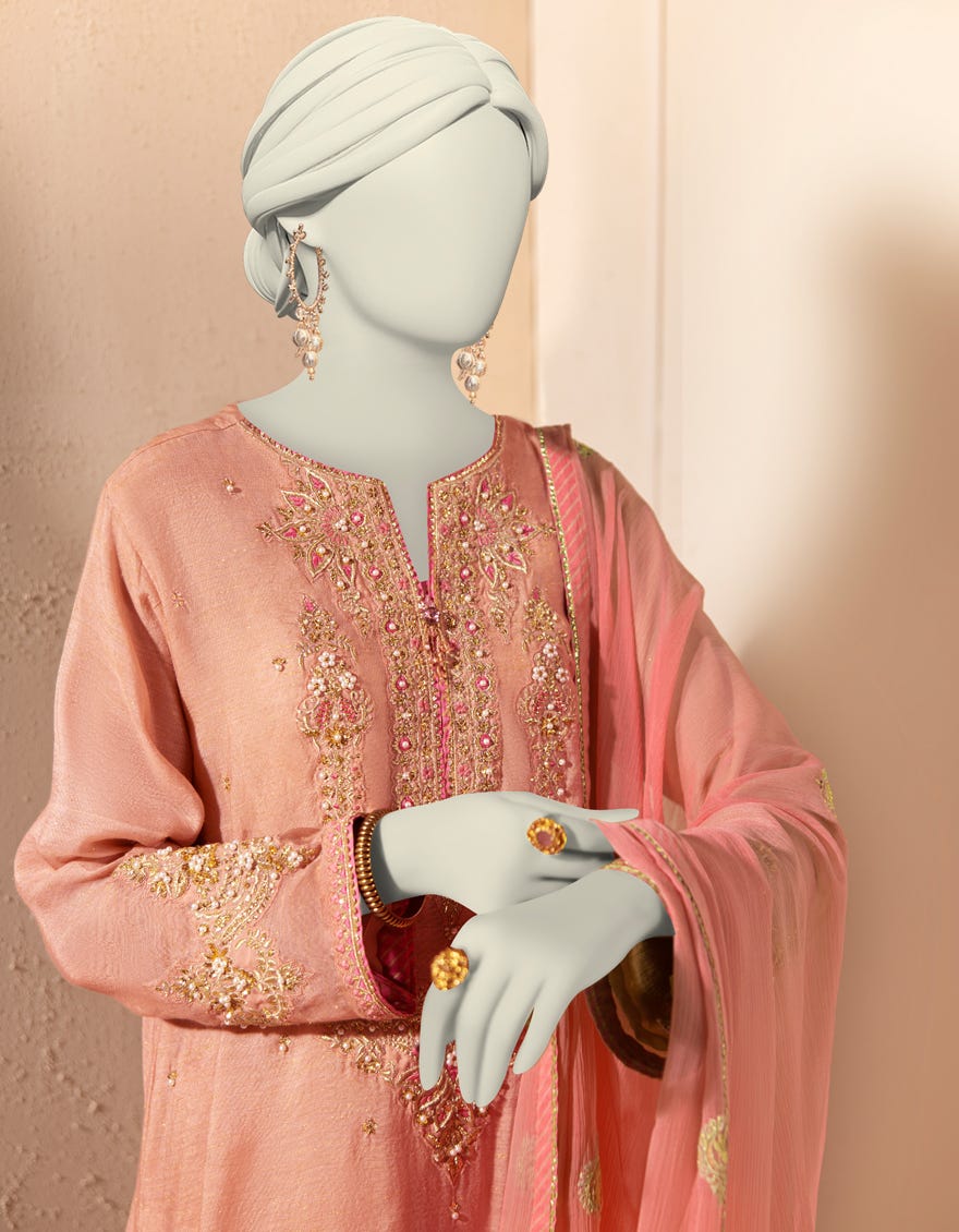 PEACH PAPER COTTON EMBROIDERED 3PC STITCHED