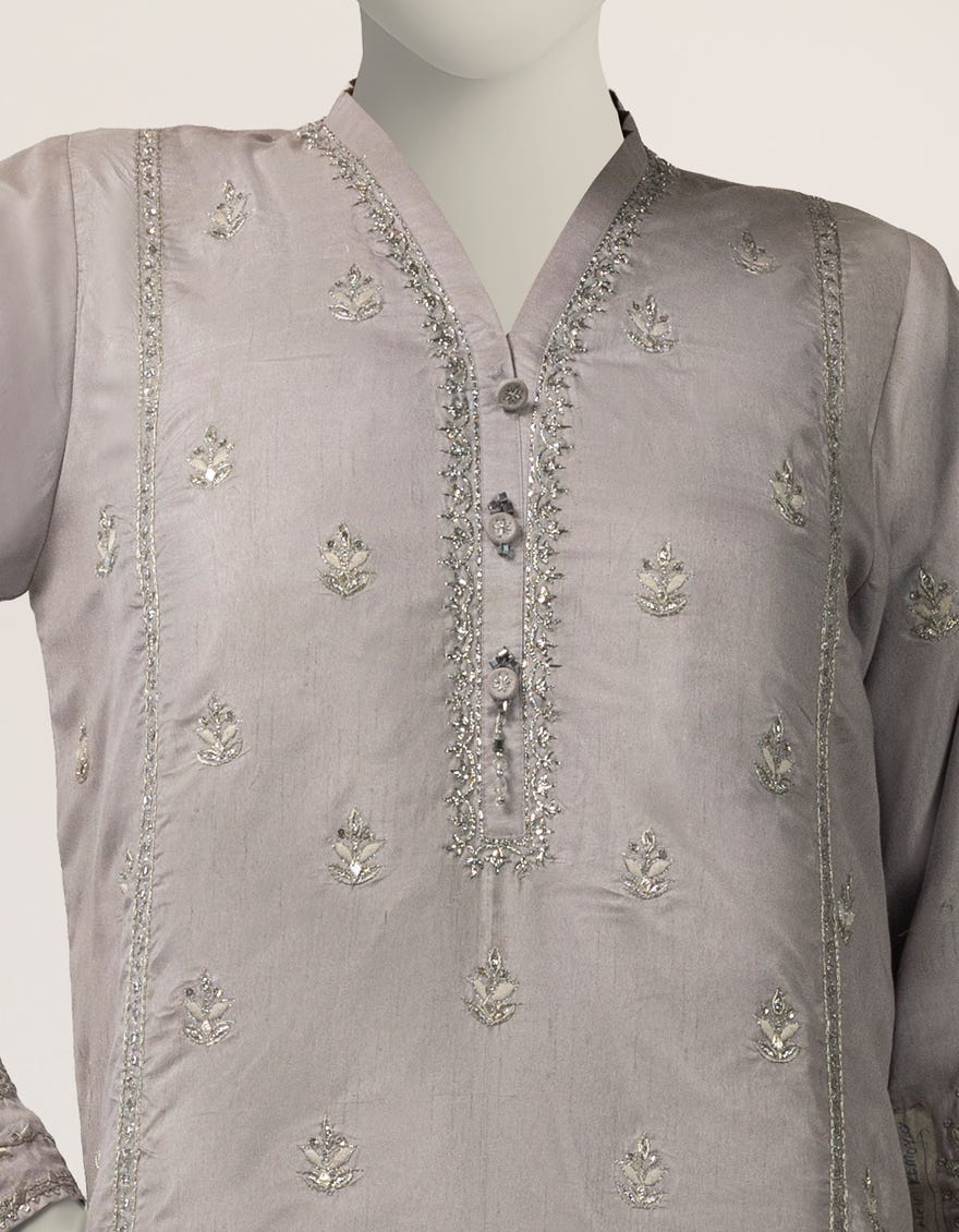 LILAC RAW SILK EMBROIDERED CO-ORD SET
