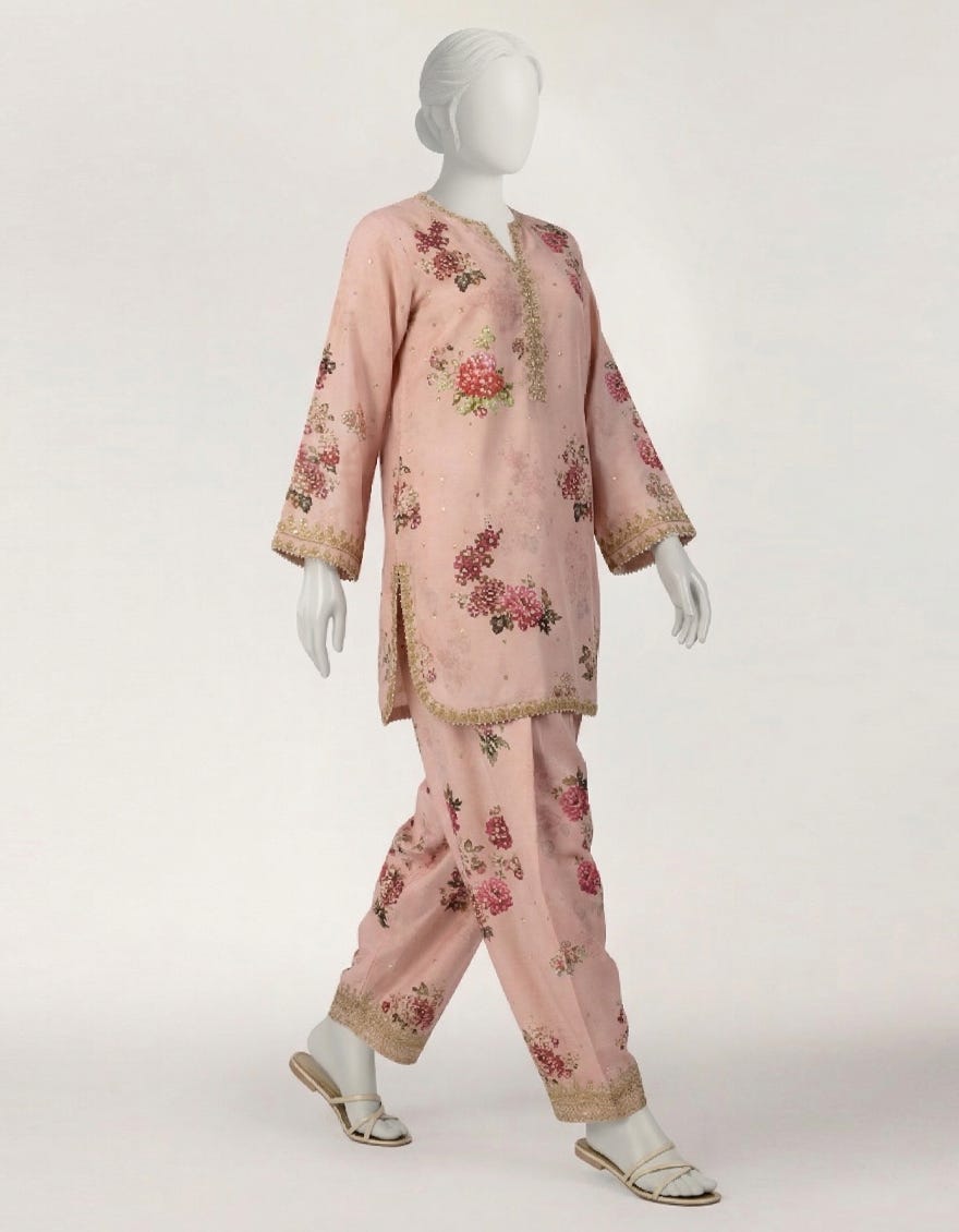 PINK RAW SILK EMBROIDERED CO-ORD SET