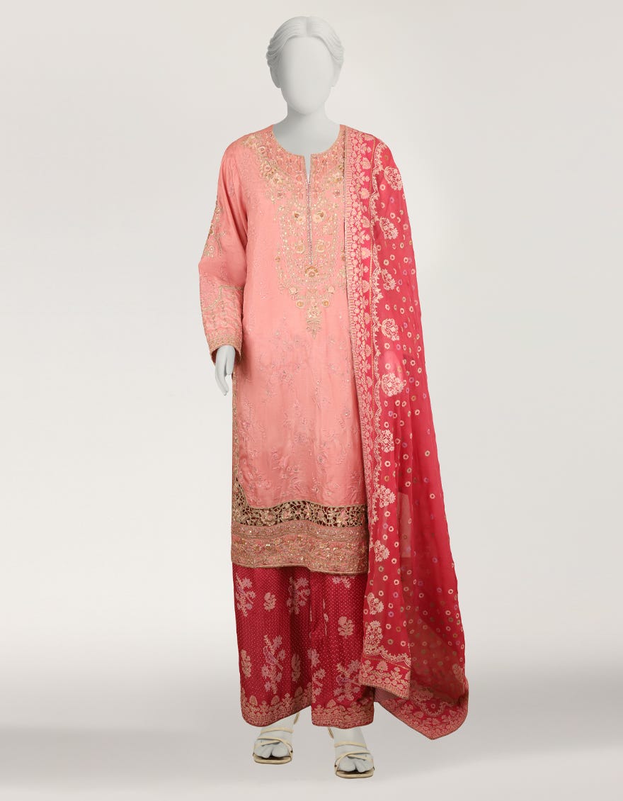 LIGHT PINK RAW SILK EMBROIDERED FORMAL STITCHED 3PC