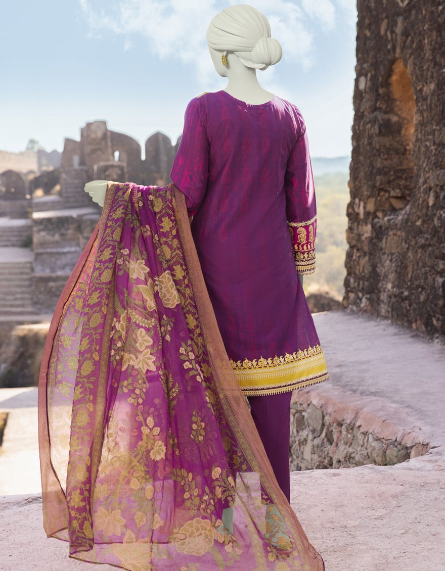 PLUM CAMBRIC UNSTITCHED 2PC | JJLS-S-JPU2-23-543