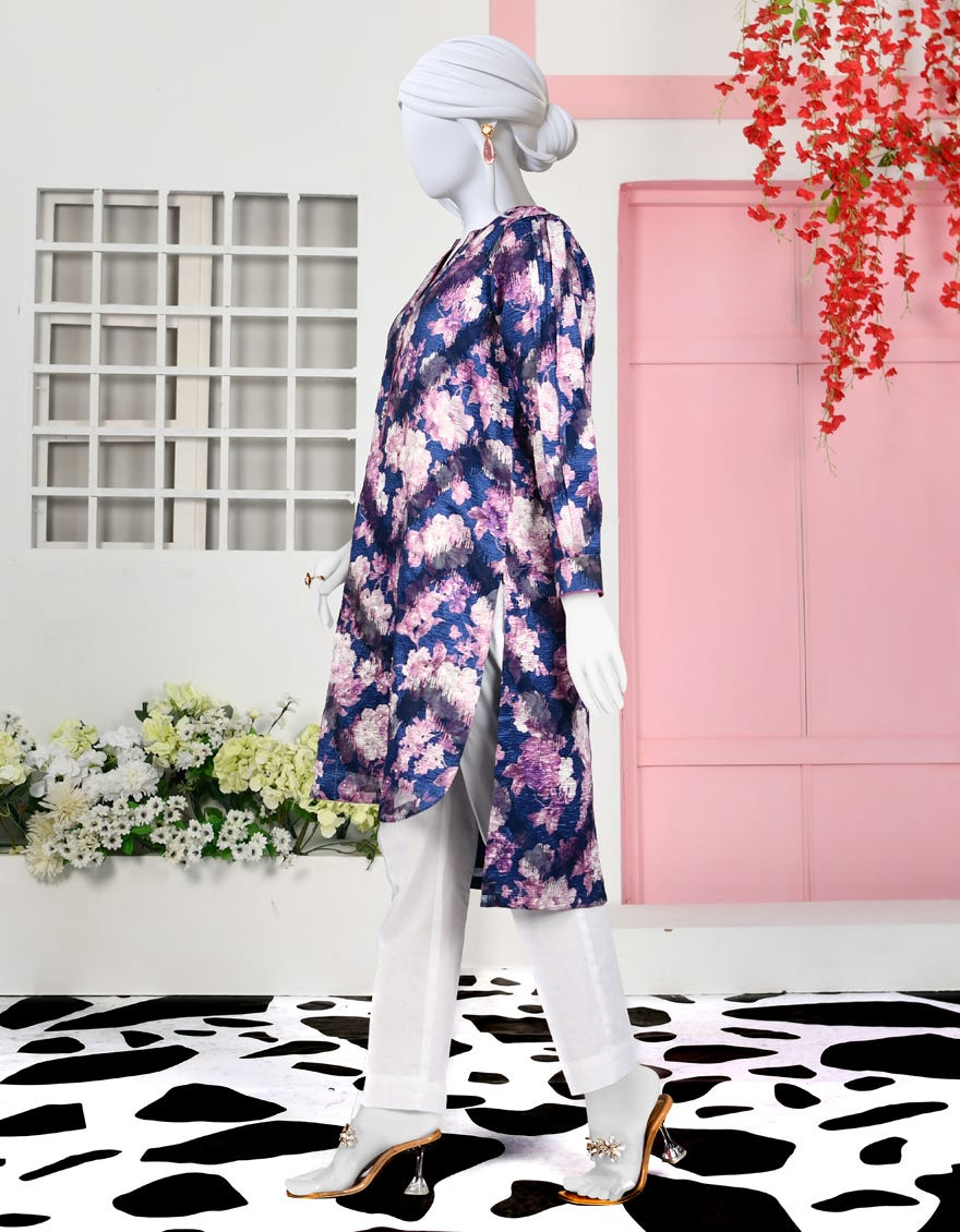 BLUE ORGANZA KURTI | JJLK-S-JPWK-23-926