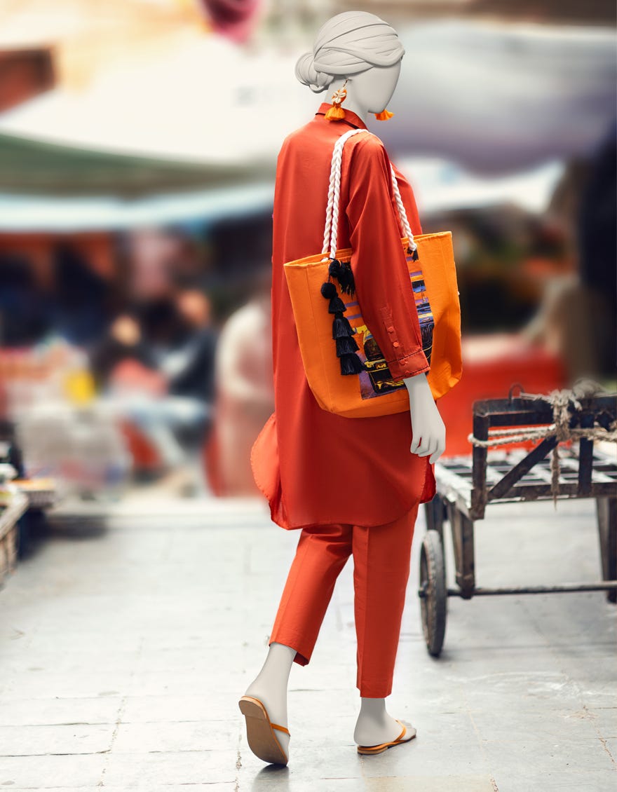 ORANGE CAMBRIC KURTA