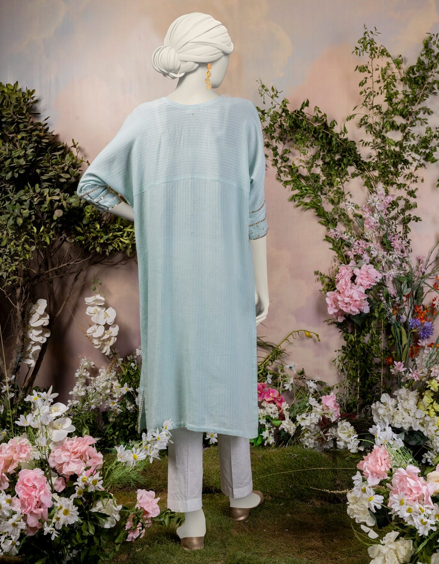 BLUE TEXTURED KURTA