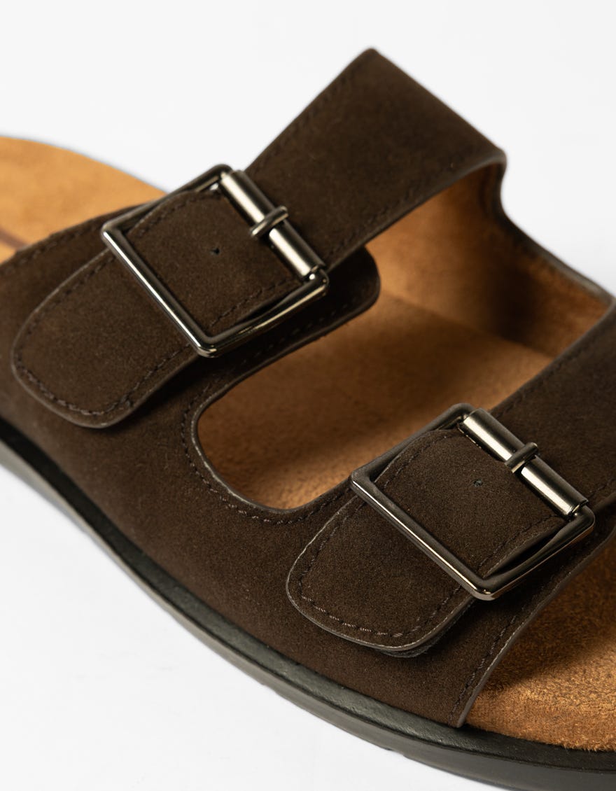 COFFEE SUEDE BRIDGE SLIDES