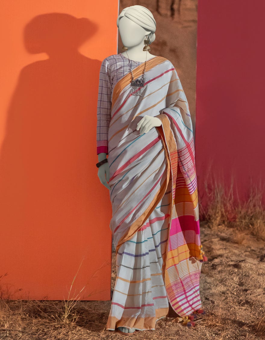 MULTICOLOR HANDWOVEN DYED SAREE | JSR-S-25-501