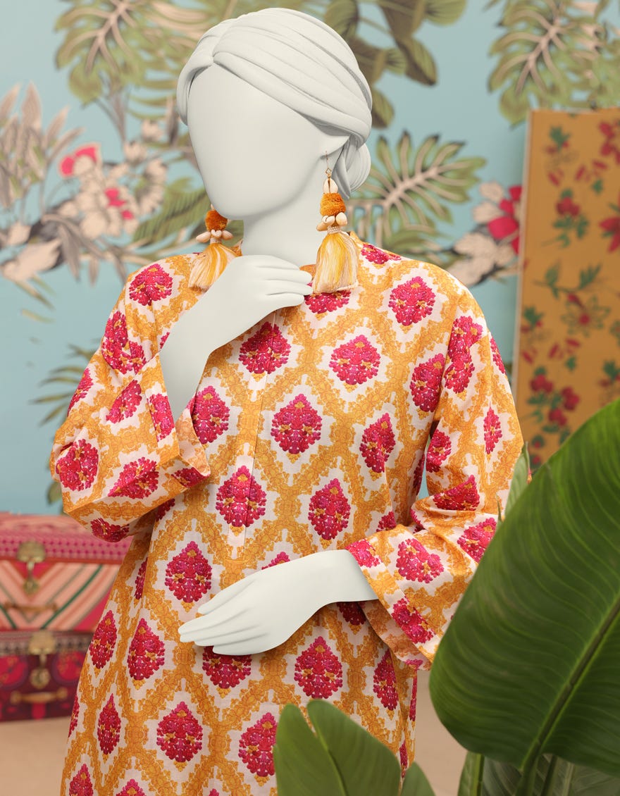 YELLOW LAWN KURTI | JJLK-S-JSS-24-308
