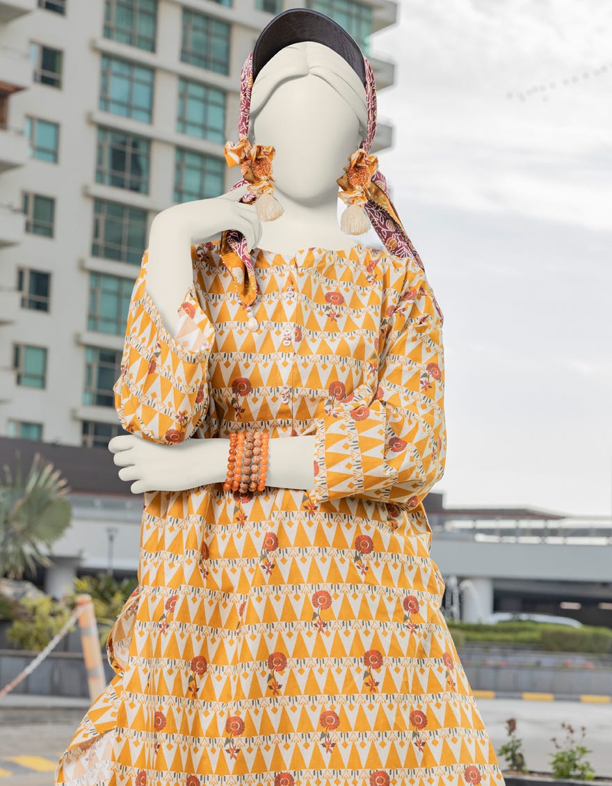 YELLOW LAWN KURTI | JJLK-S-JSS-24-369
