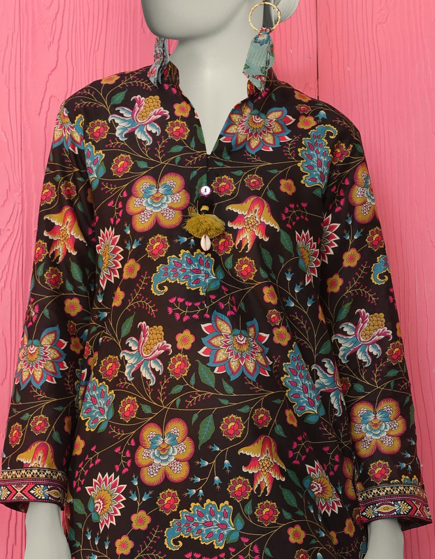 BLACK LAWN PRINTED KURTA