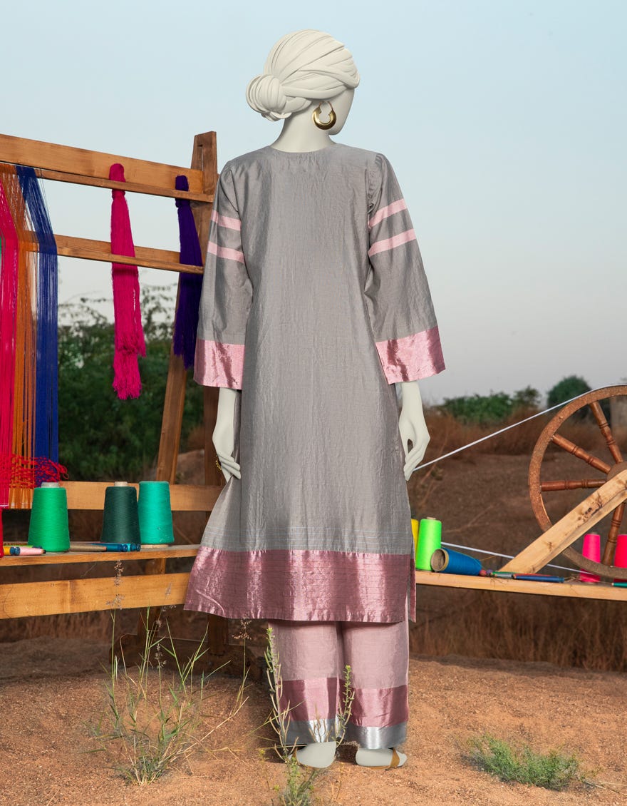 GREY KHADDI DYED KURTA