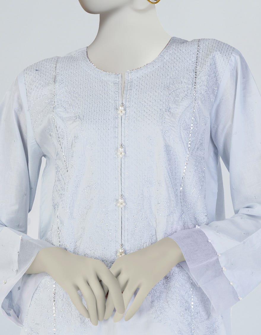 BLUE LAWN EMBROIDERED KURTA