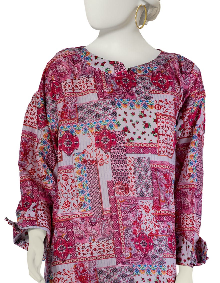 PINK LAWN PRINTED KURTA