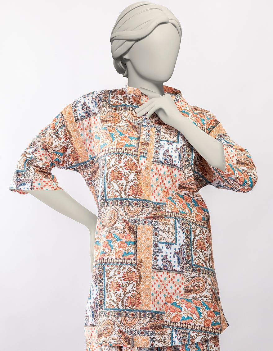 MULTICOLOR LAWN PRINTED KURTA