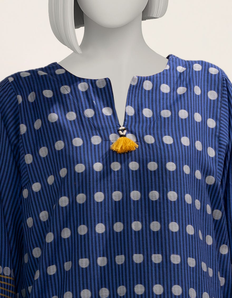 BLUE JACQUARD DYED KURTA