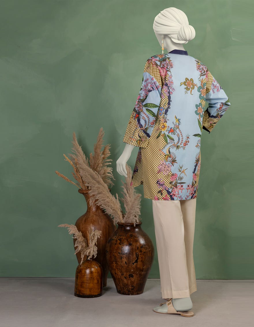 BLUE LAWN DIGITAL PRINTED KURTA