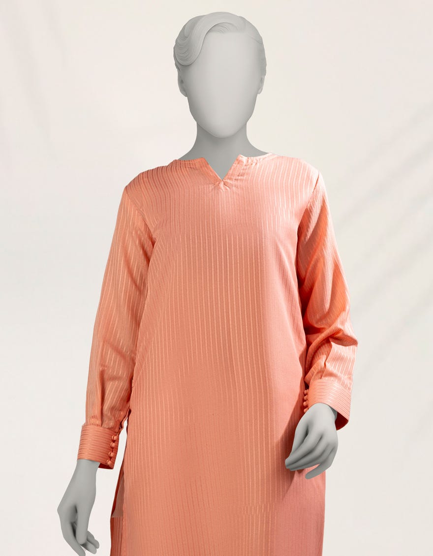 PINK DOBBY EMBROIDERED KURTA