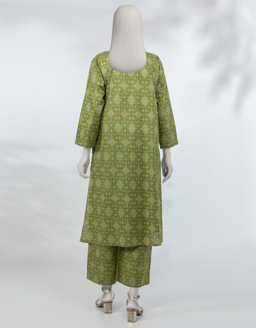 GREEN PRINTED LAWN KURTA