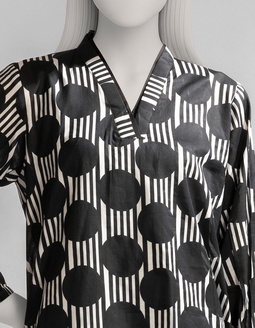 BLACK LAWN PRINTED KURTA