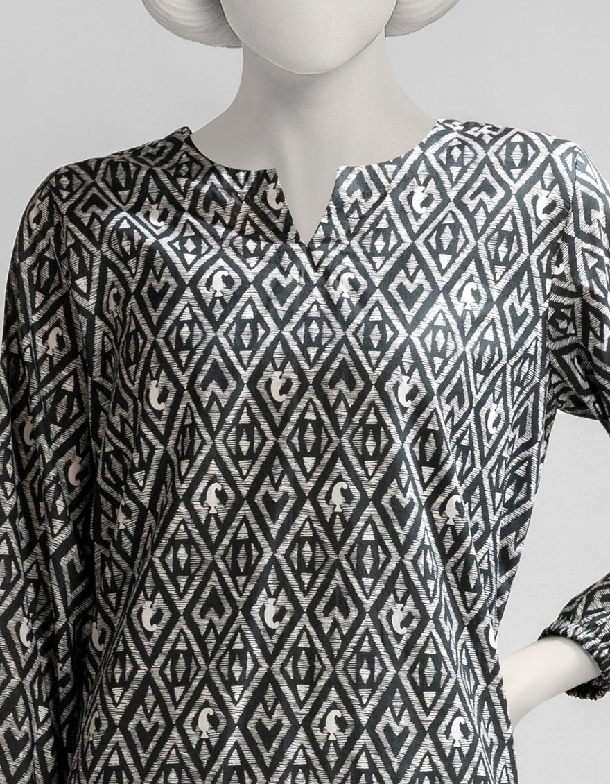 BLACK LAWN PRINTED KURTA