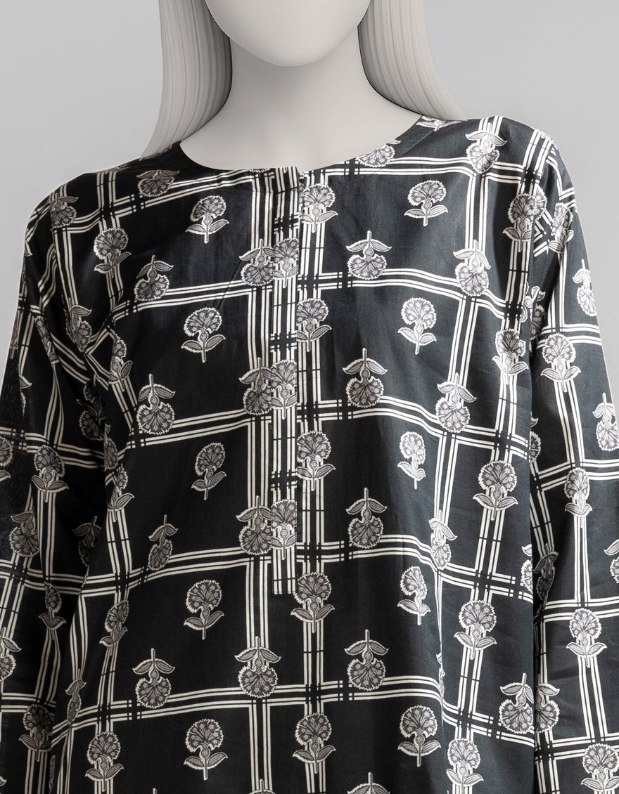 BLACK LAWN PRINTED KURTA