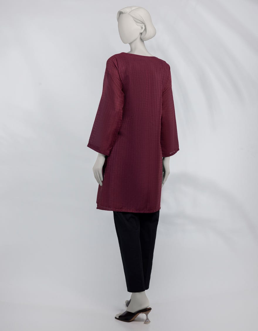 MAGENTA EMBROIDERED DOBBY KURTA