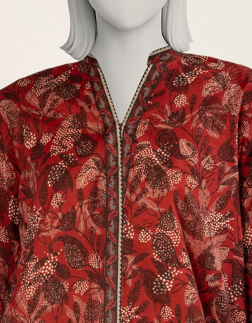 MAROON PRINTED LAWN KURTA