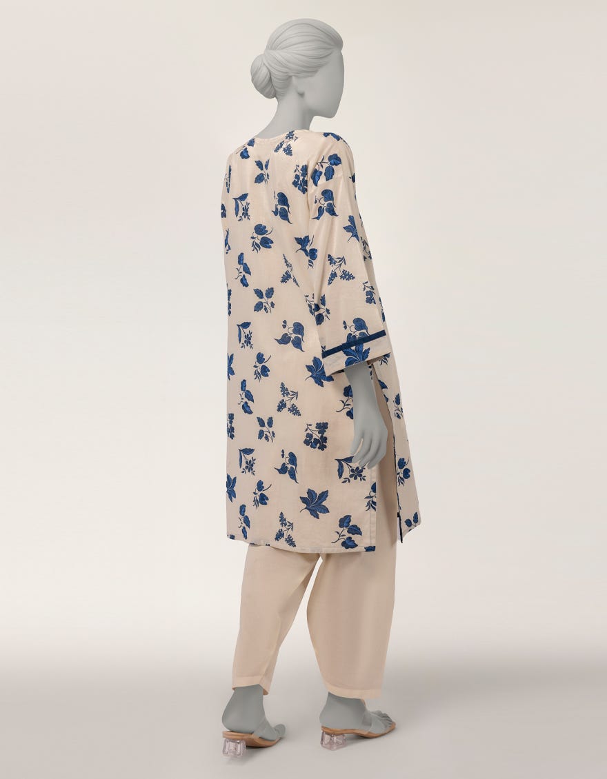 OFF WHITE LAWN PRINTED KURTA