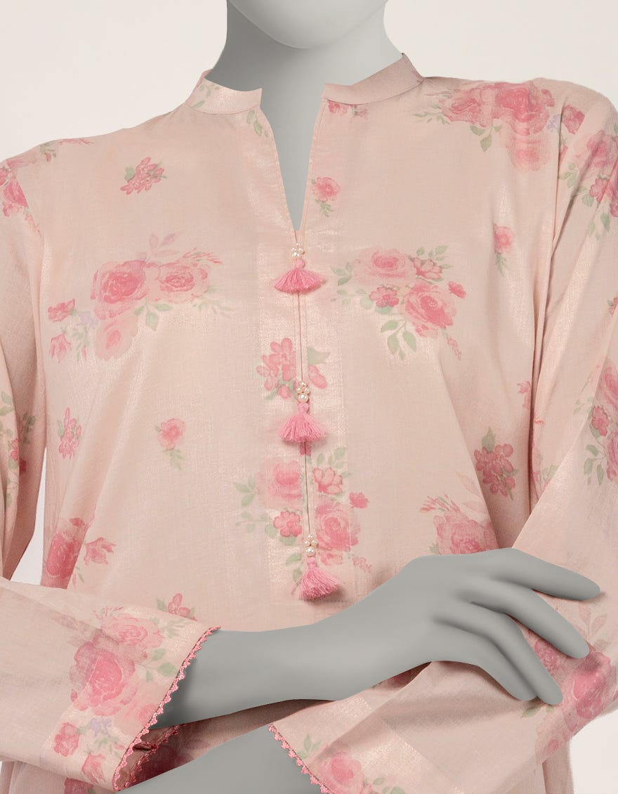 PINK LAWN PRINTED KURTA