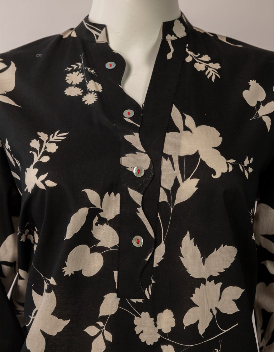 BLACK LAWN PRINTED KURTA