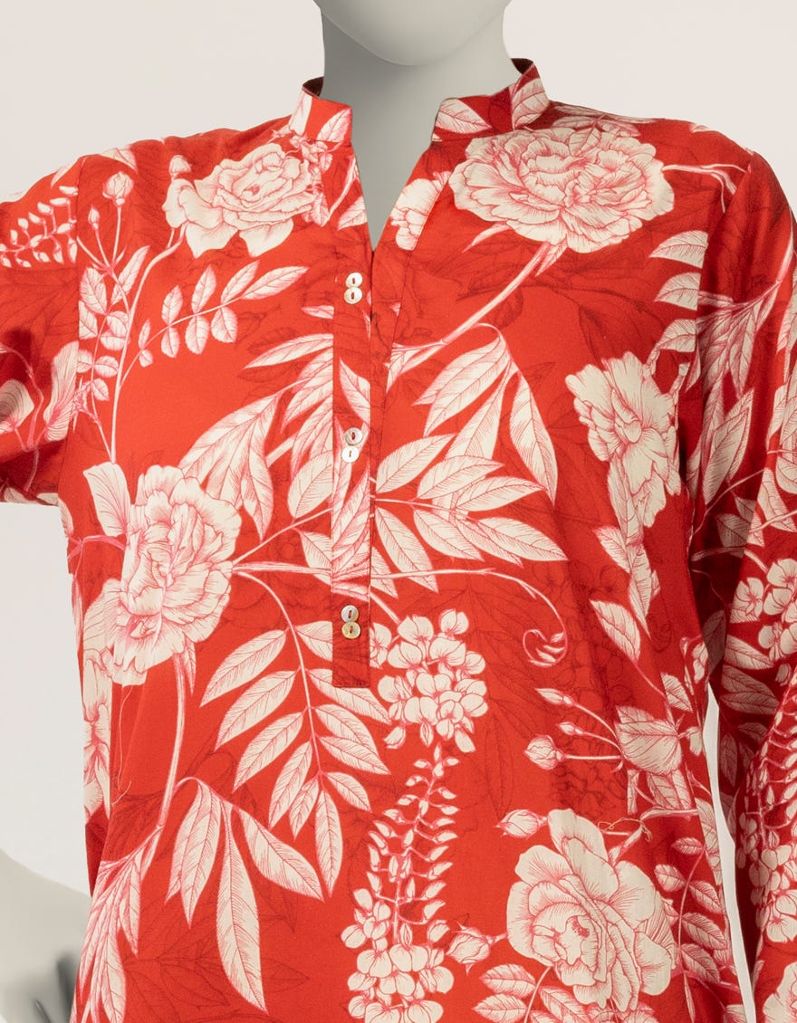 RED LAWN DIGITAL PRINTED KURTA