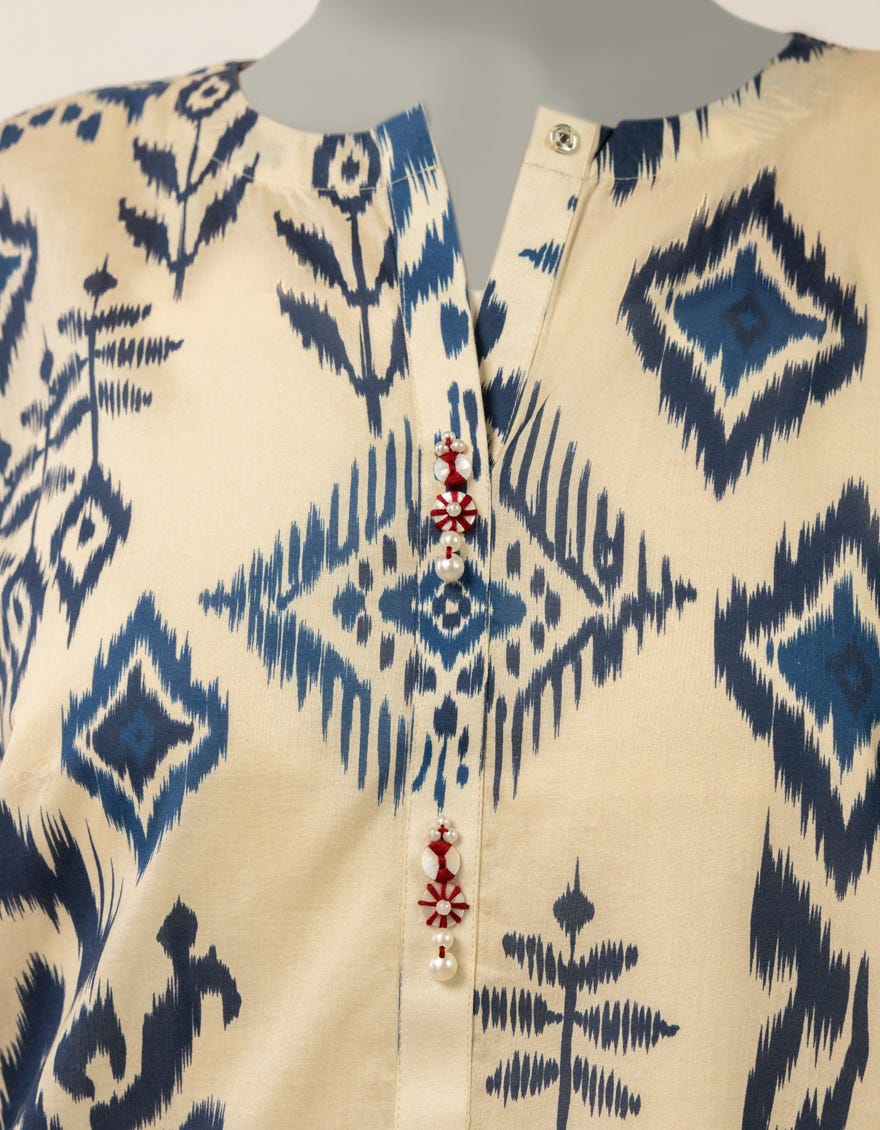 BEIGE LAWN DIGITAL PRINTED KURTA