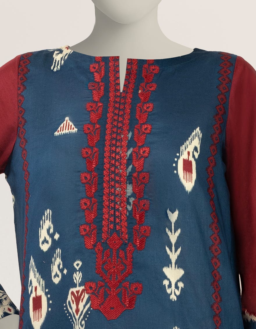 BLUE LAWN EMBROIDERED KURTA