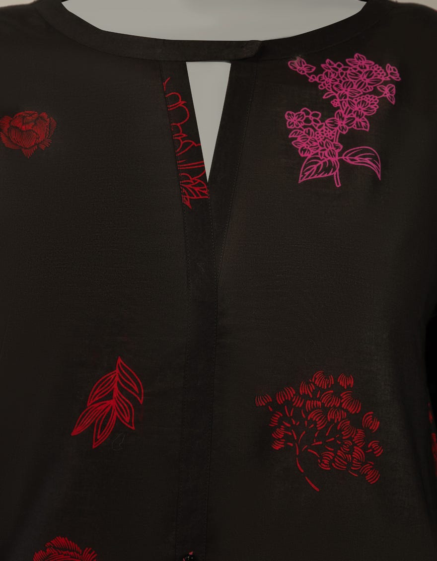 BLACK LAWN EMBROIDERED KURTA