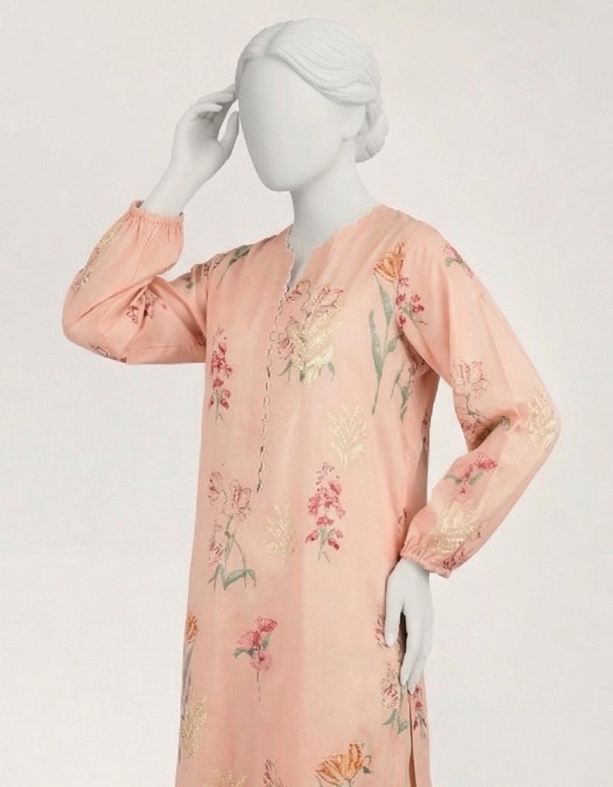 PINK LAWN EMBROIDERED KURTA