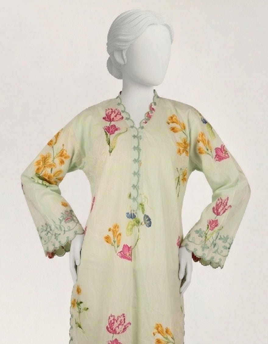 GREEN LAWN EMBROIDERED KURTA
