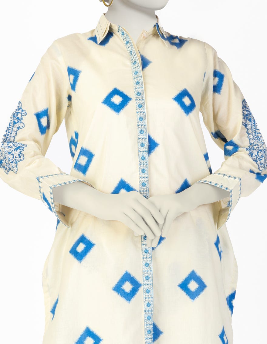 CREAM LAWN EMBROIDERED CO-ORD SET