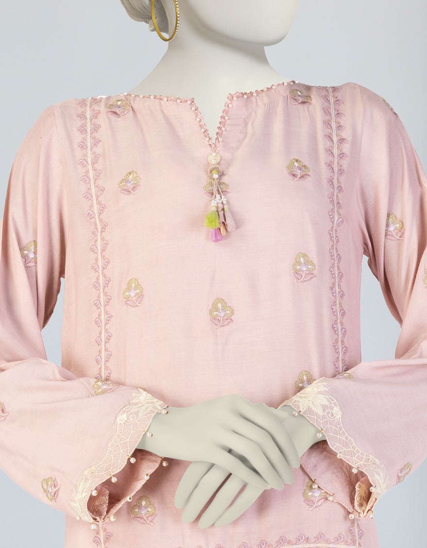 PINK MAPLE SILK EMBROIDERED CO-ORD SET
