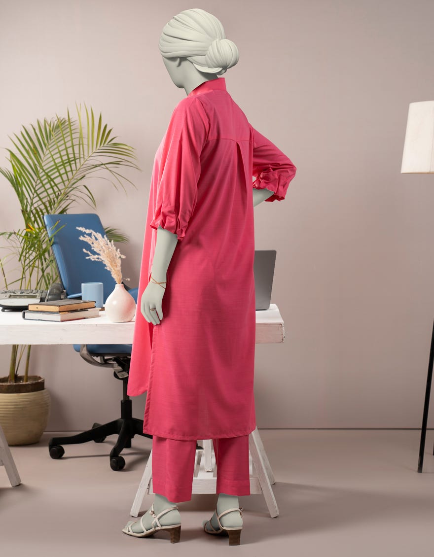 PINK SLUB DYED CO-ORD SET