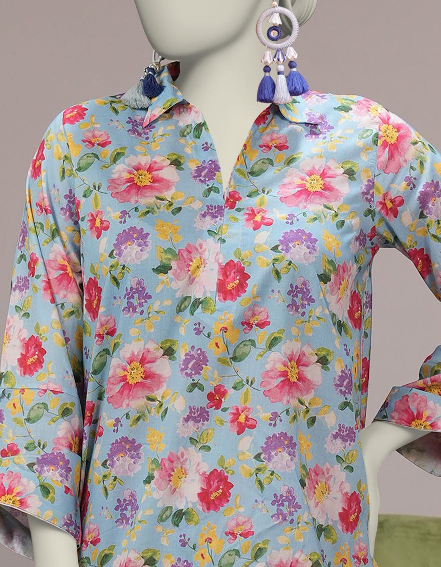 BLUE LAWN DIGITAL PRINTED CO-ORD SET