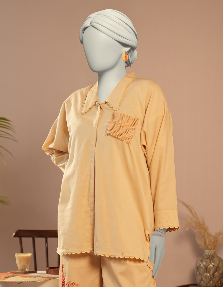 BEIGE DOBBY DYED CO-ORD SET