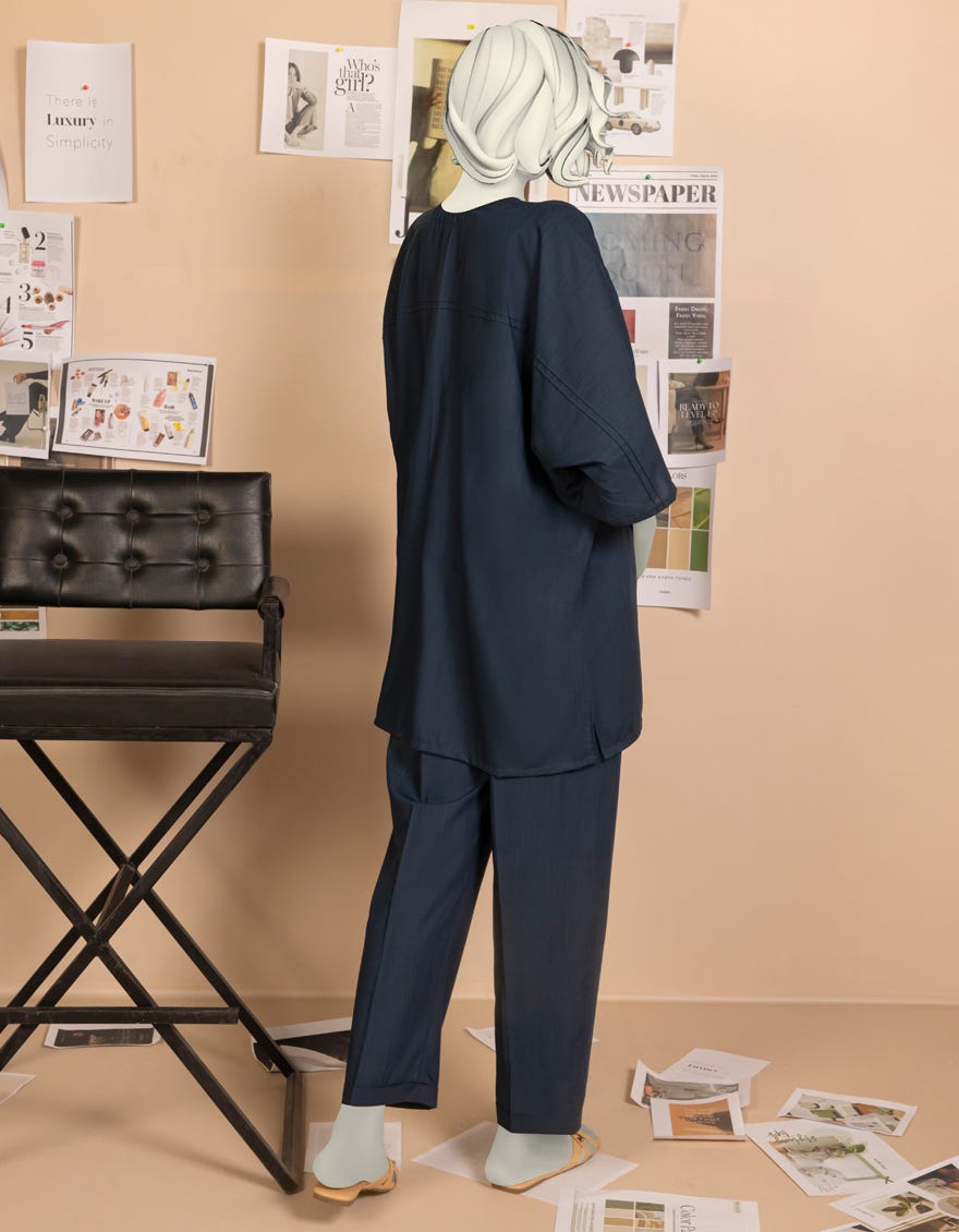 BLUE SLUB DYED CO-ORD SET