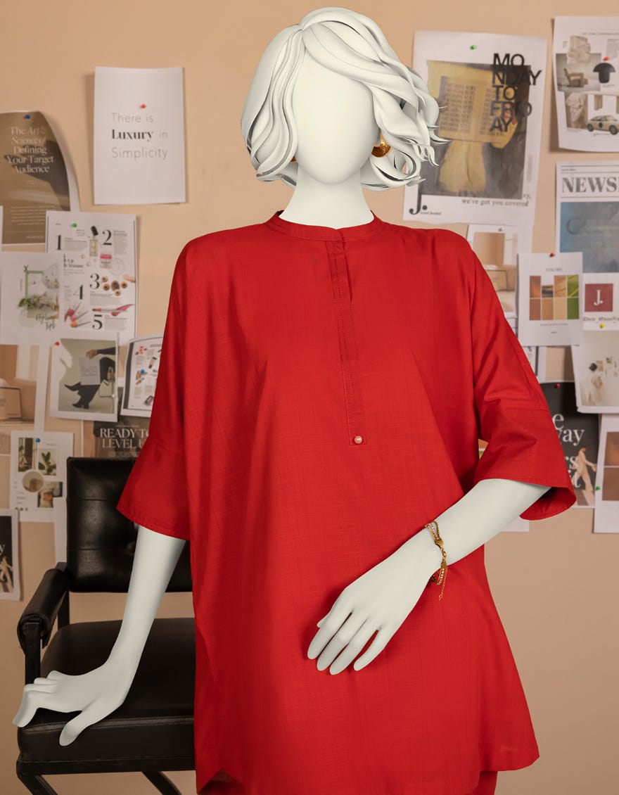 RED DYED SLUB CO-ORD SET
