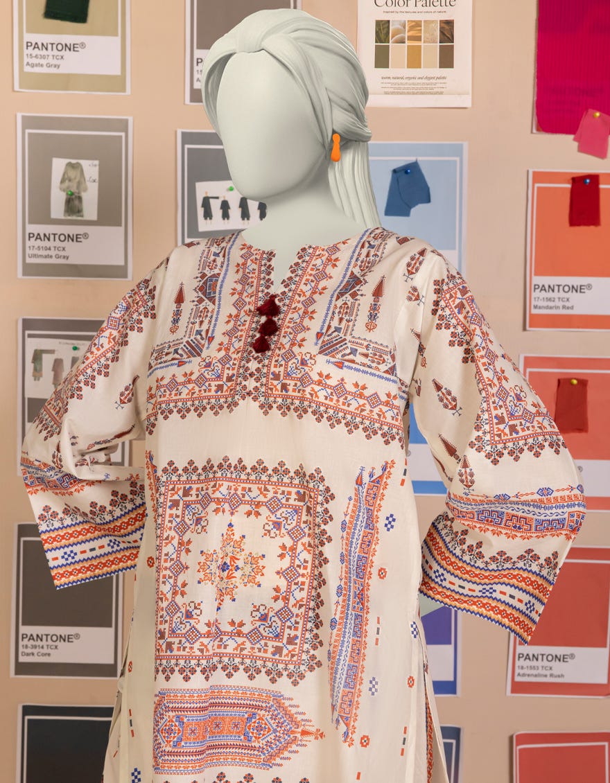 OFF WHITE LAWN DIGITAL PRINTED CO-ORD SET