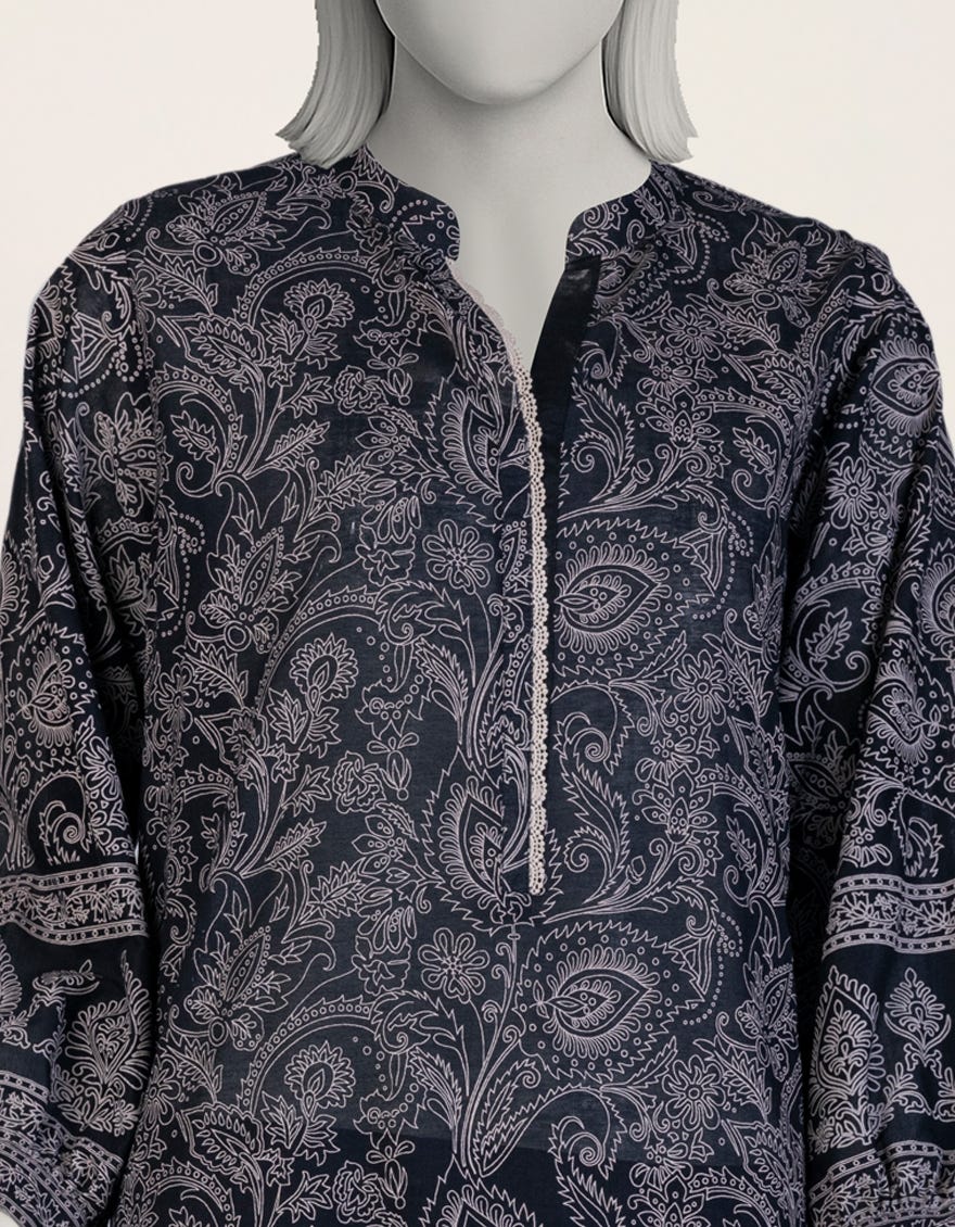 BLACK PASTE PRINTED CAMBRIC UNSTITCHED 2PC
