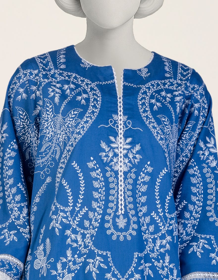 BLUE PASTE PRINTED CAMBRIC UNSTITCHED 2PC