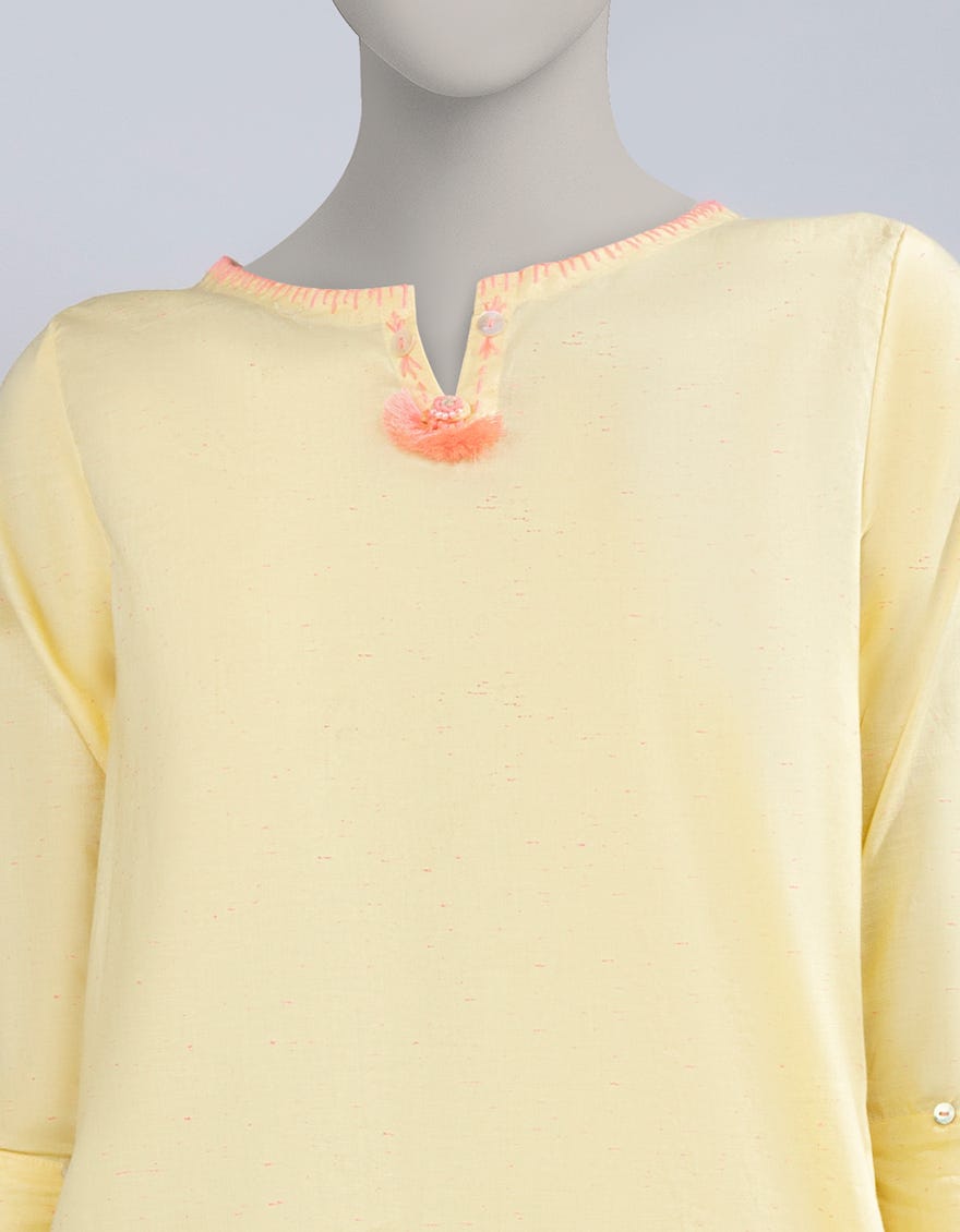 YELLOW COTTON TEXTURED CO-ORD SET