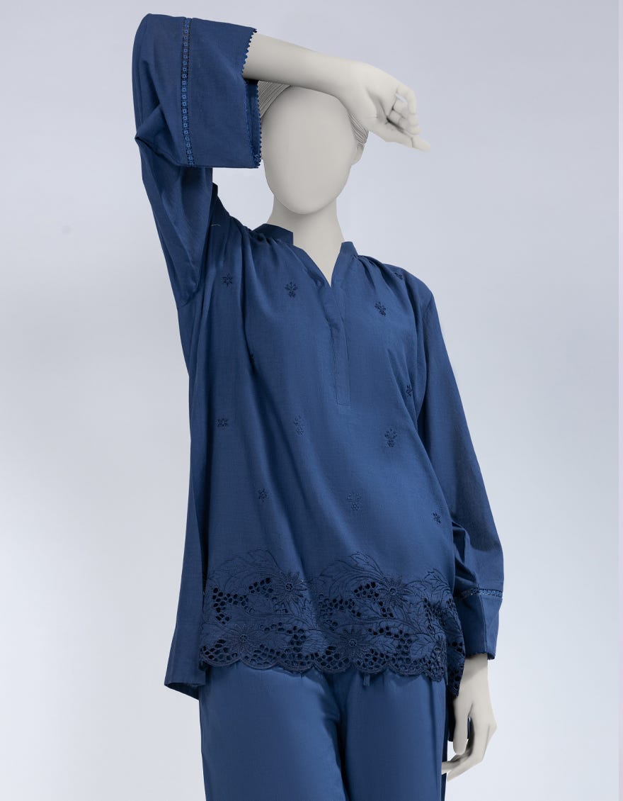 BLUE LAWN SCHIFFLI CO-ORD SET