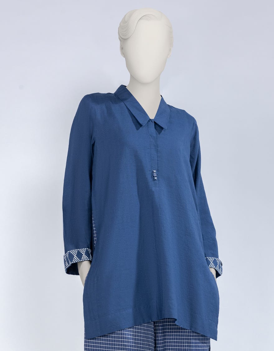 BLUE DOBBY DYED CO-ORD SET