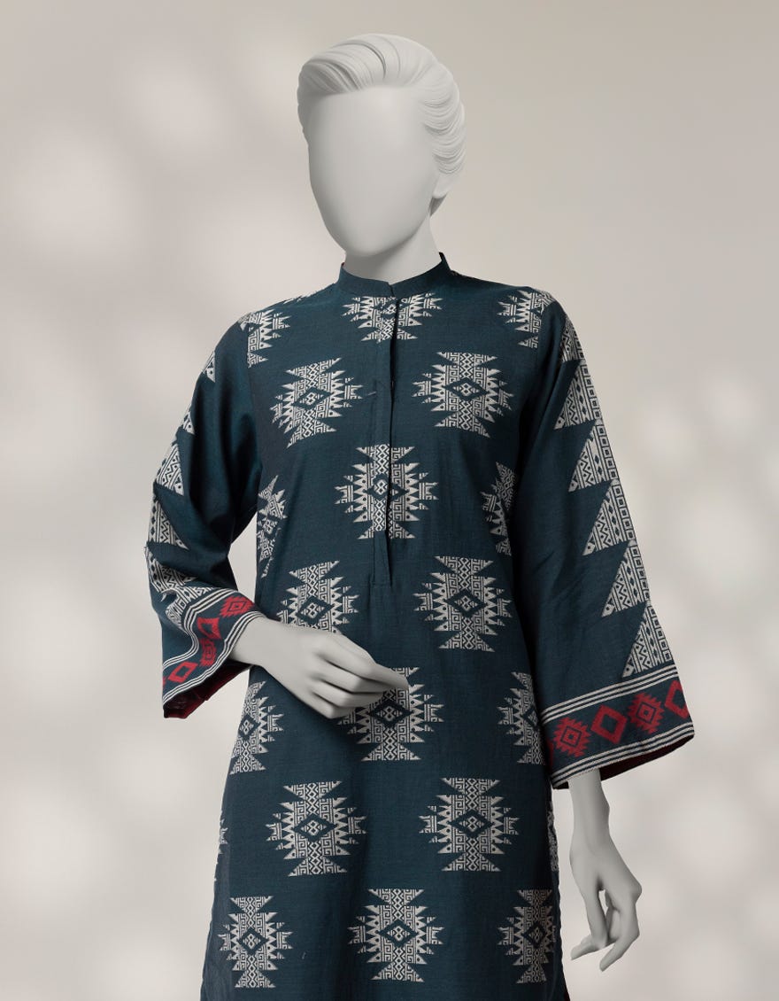 BLUE JACQUARD DYED CO-ORD SET