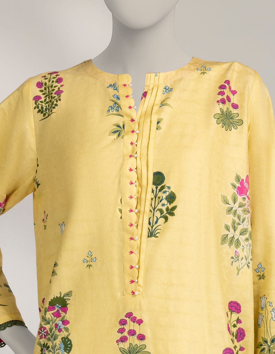 YELLOW DOBBY PRINTED CO-ORD SET